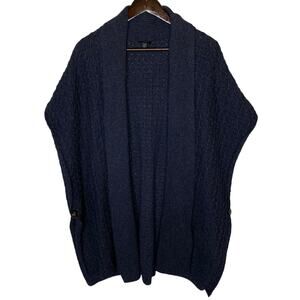 Talbots Wool Blend Cable Knit Poncho Navy Blue size L / XL